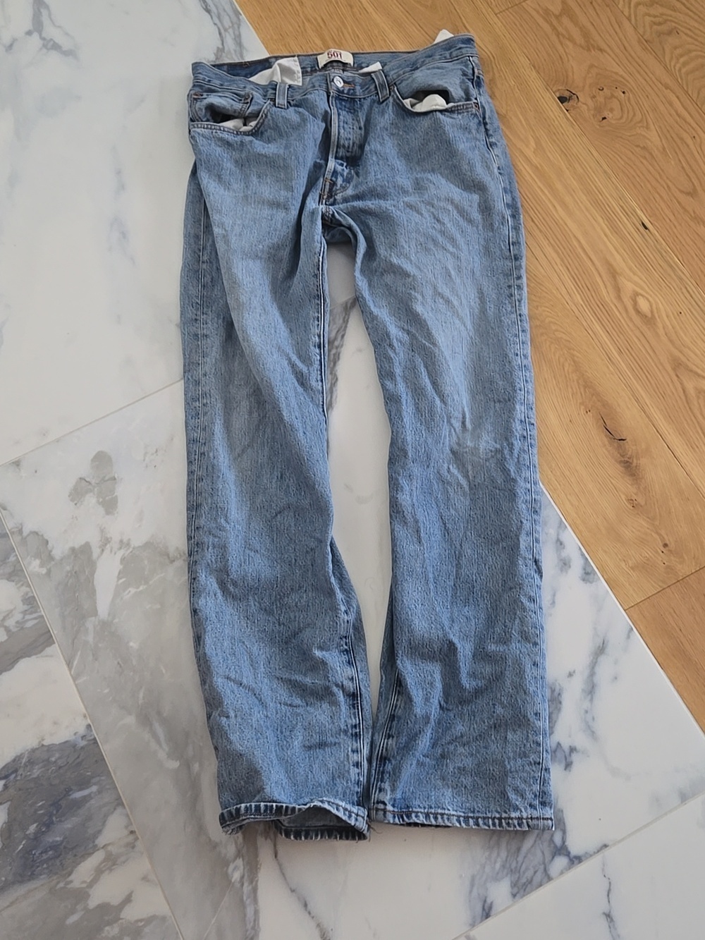 Levi's Light Blue Straight Jeans 501 Unisex Style, W35 L34, GUC, Casual Chic